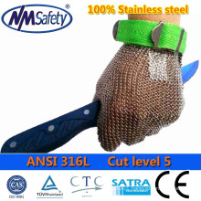 NMSAFETY stainless steel meat cutting gloves/stainless steel safety glove/100% stainless steel glove